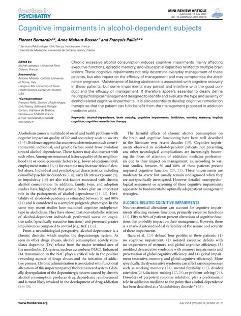 tests to see if alcoholism has impact cognitive abilities|alcohol and cognitive impairments.